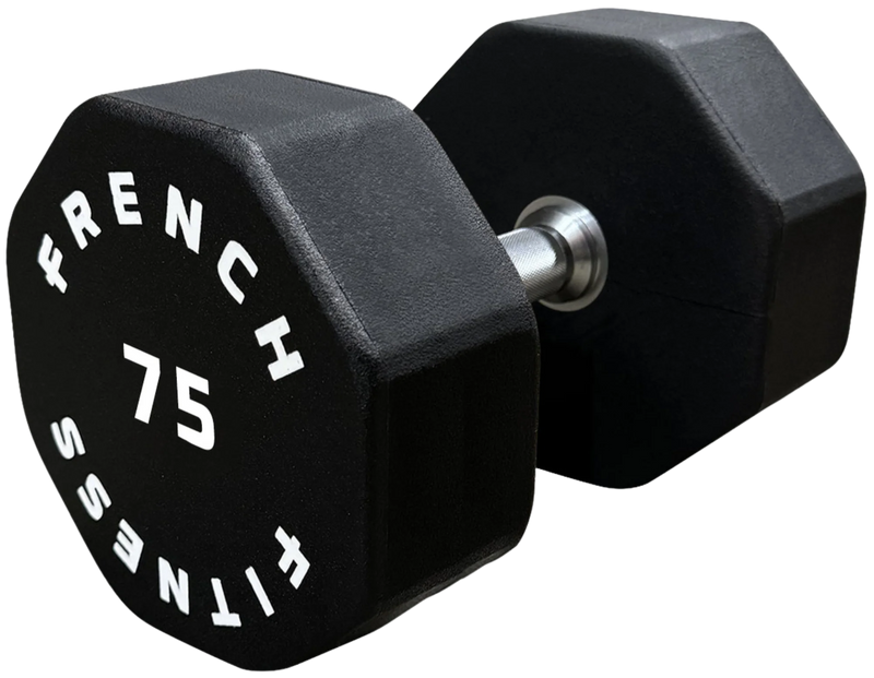 French Fitness Urethane 8 Sided Hex Dumbbell 75 lbs - Single (New)