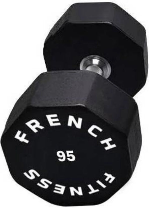French Fitness Urethane 8 Sided Hex Dumbbell 95 lbs - Single (New)