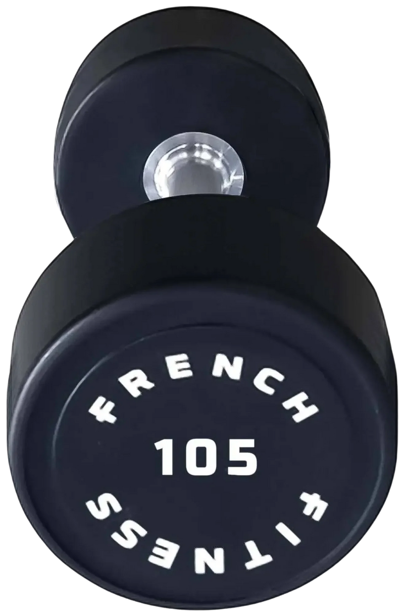 French Fitness Urethane Round Pro Style Dumbbell 105 lbs - Single (New)