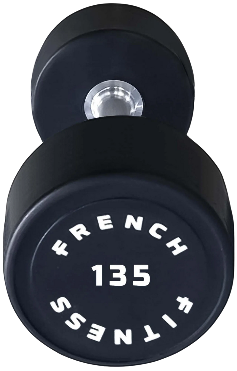 French Fitness Urethane Round Pro Style Dumbbell 135 lbs - Single (New)