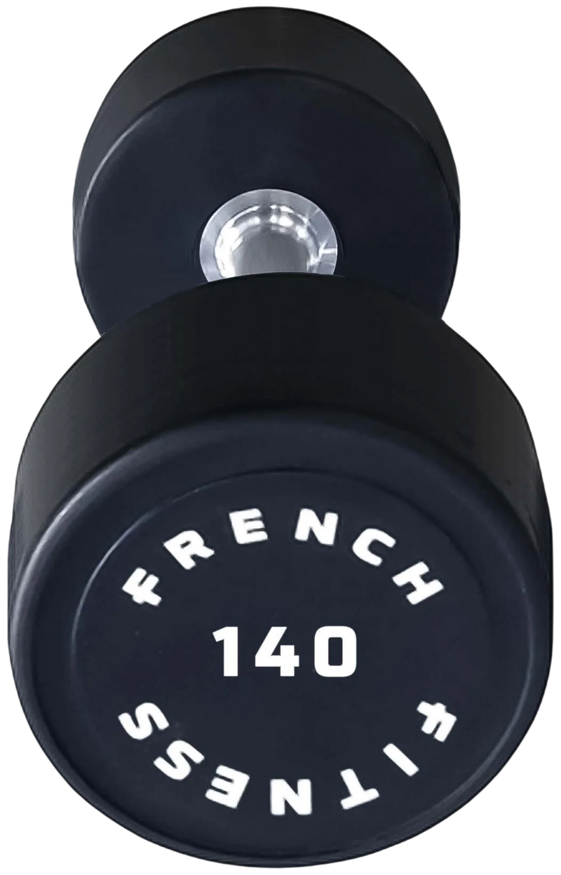 French Fitness Urethane Round Pro Style Dumbbell 140 lbs - Single (New)