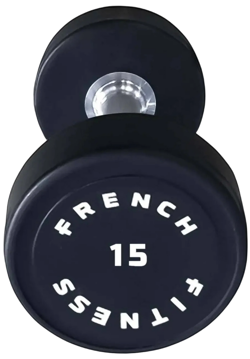 French Fitness Urethane Round Pro Style Dumbbell 15 lbs - Single (New)