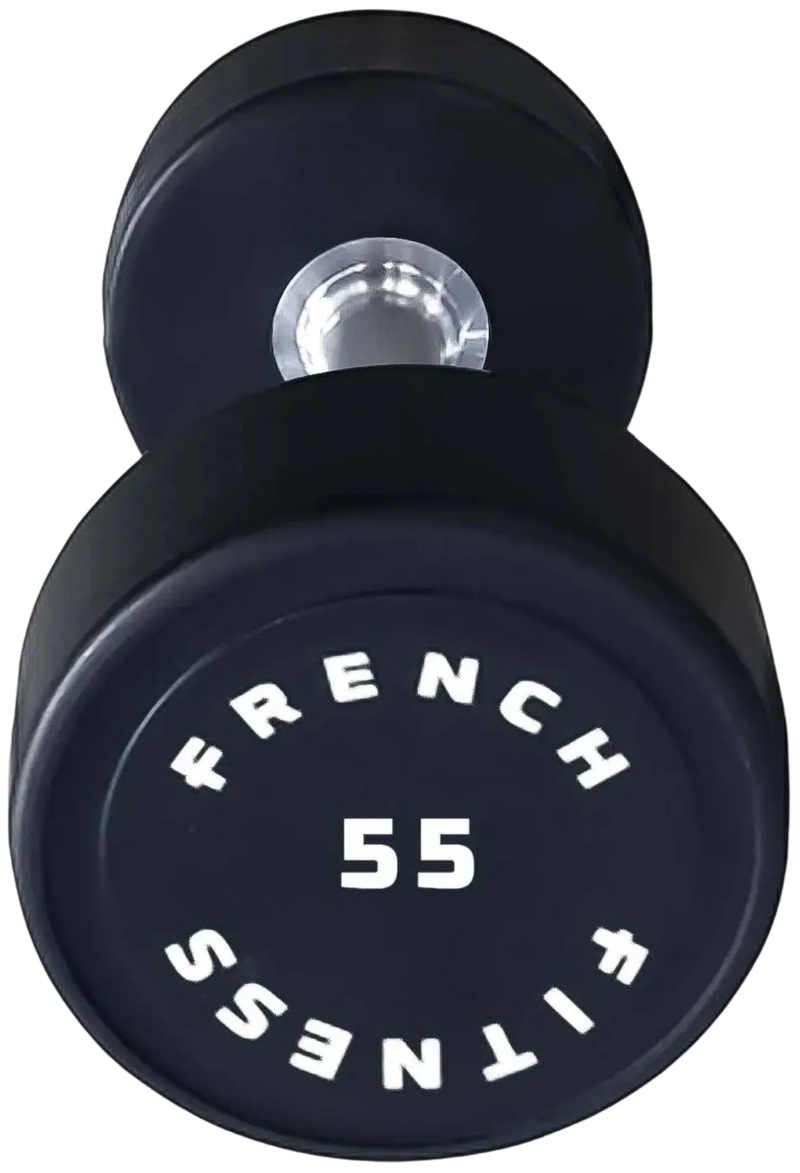 French Fitness Urethane Round Pro Style Dumbbell 55 lbs - Single (New)