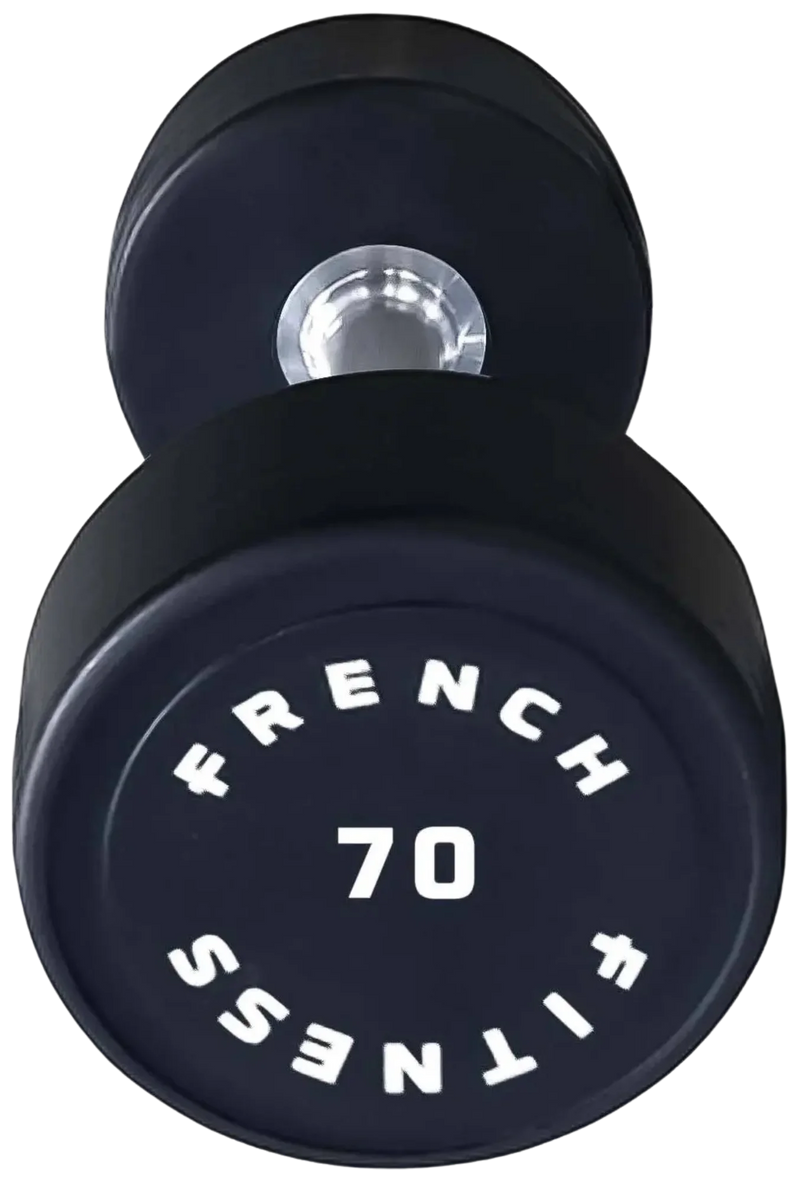 French Fitness Urethane Round Pro Style Dumbbell 70 lbs - Single (New)