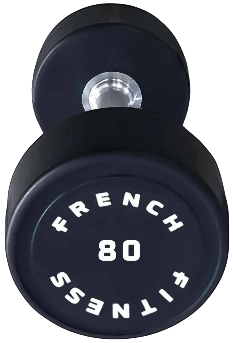 French Fitness Urethane Round Pro Style Dumbbell 80 lbs - Single (New)