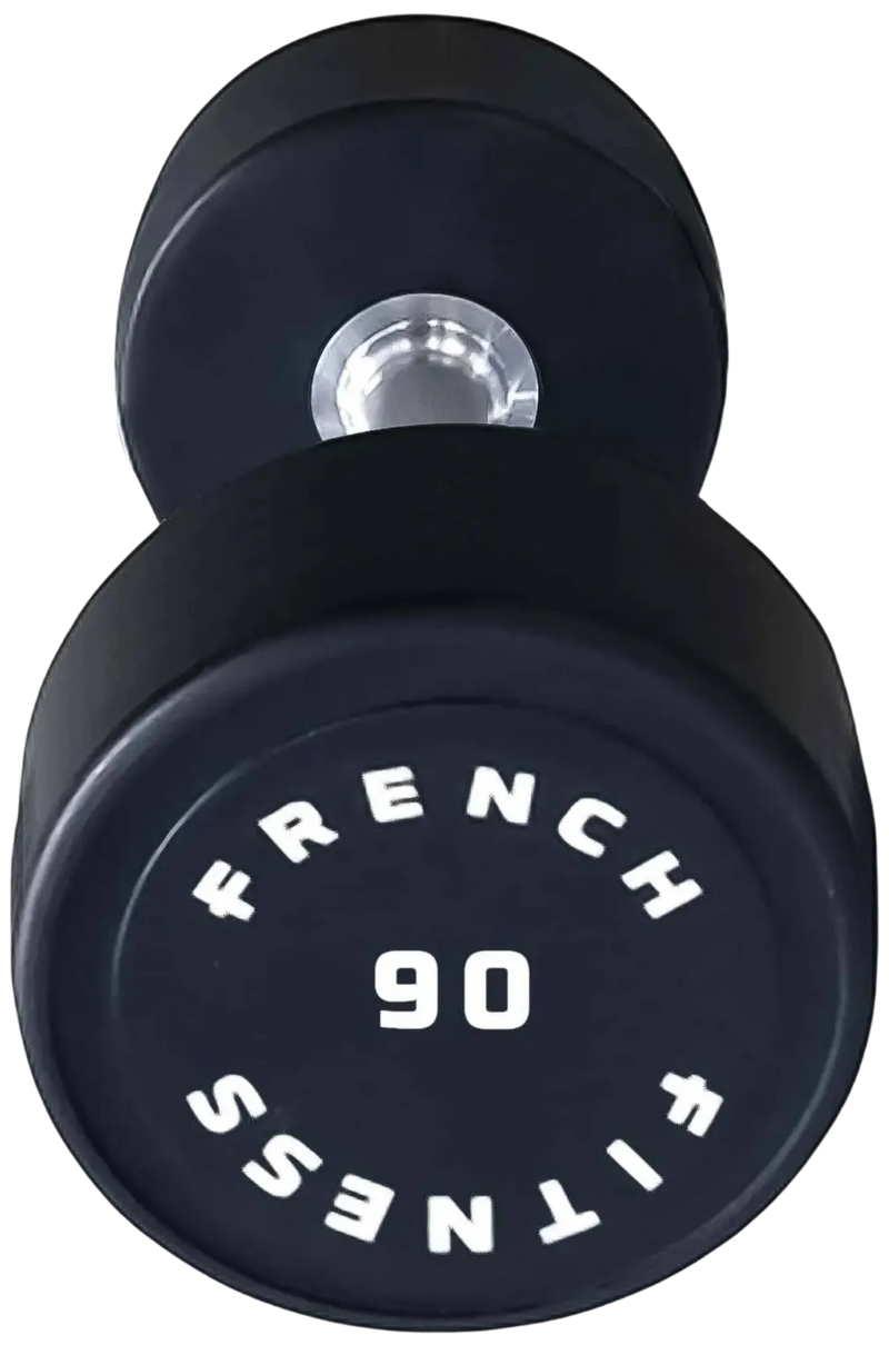 French Fitness Urethane Round Pro Style Dumbbell 90 lbs - Single (New)