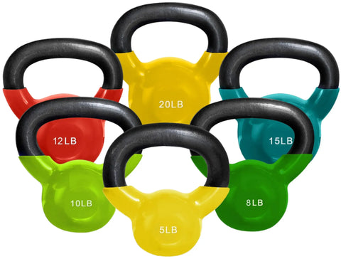 French Fitness Vinyl Kettlebell Set Set of 6 (5-20 lbs) (New)