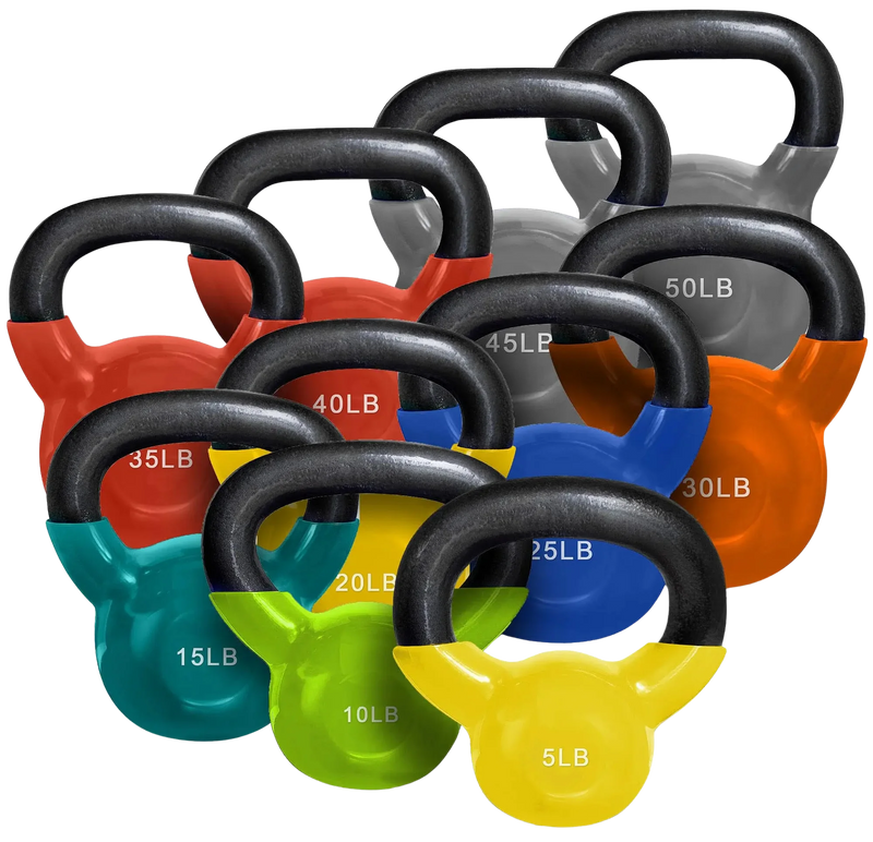 French Fitness Vinyl Kettlebell Set 5-50 lbs (New)