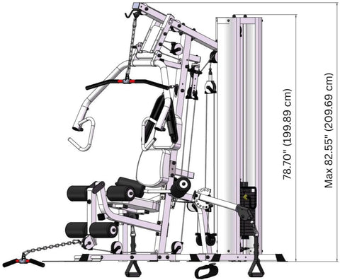 French Fitness X4 Functional Gym System w/Leg Press - Black (New)