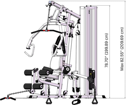 French Fitness X4 Functional Gym System w/Leg Press - Silver (New)