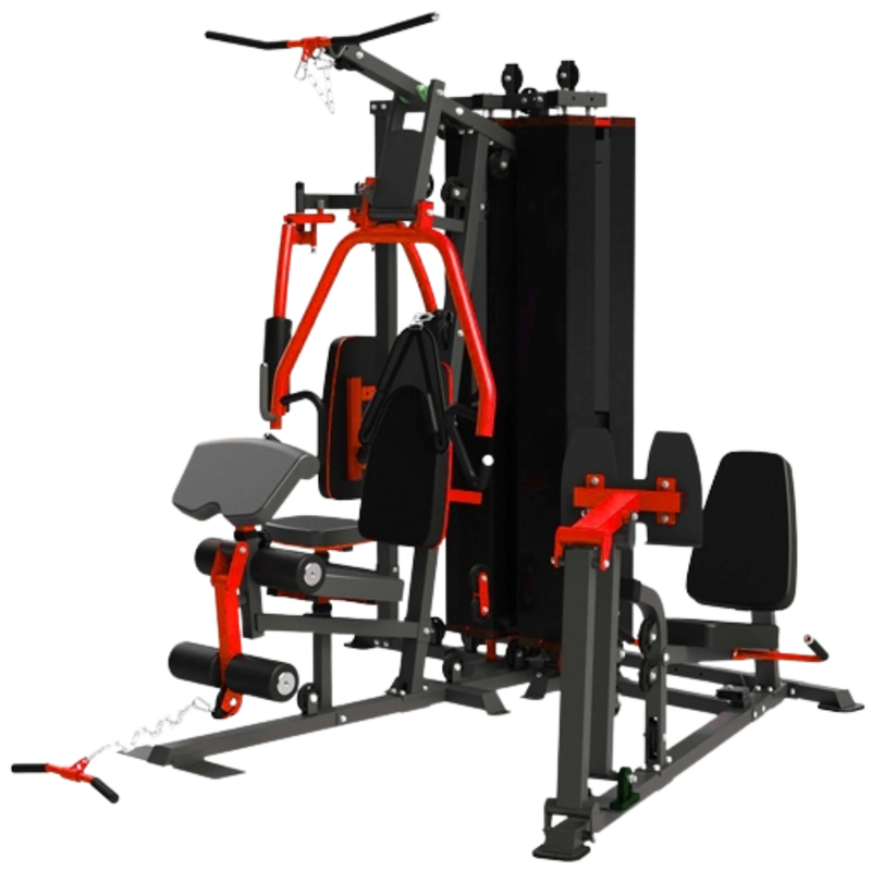 French Fitness X8 XL Multi Station Gym System, Red/Black (New)