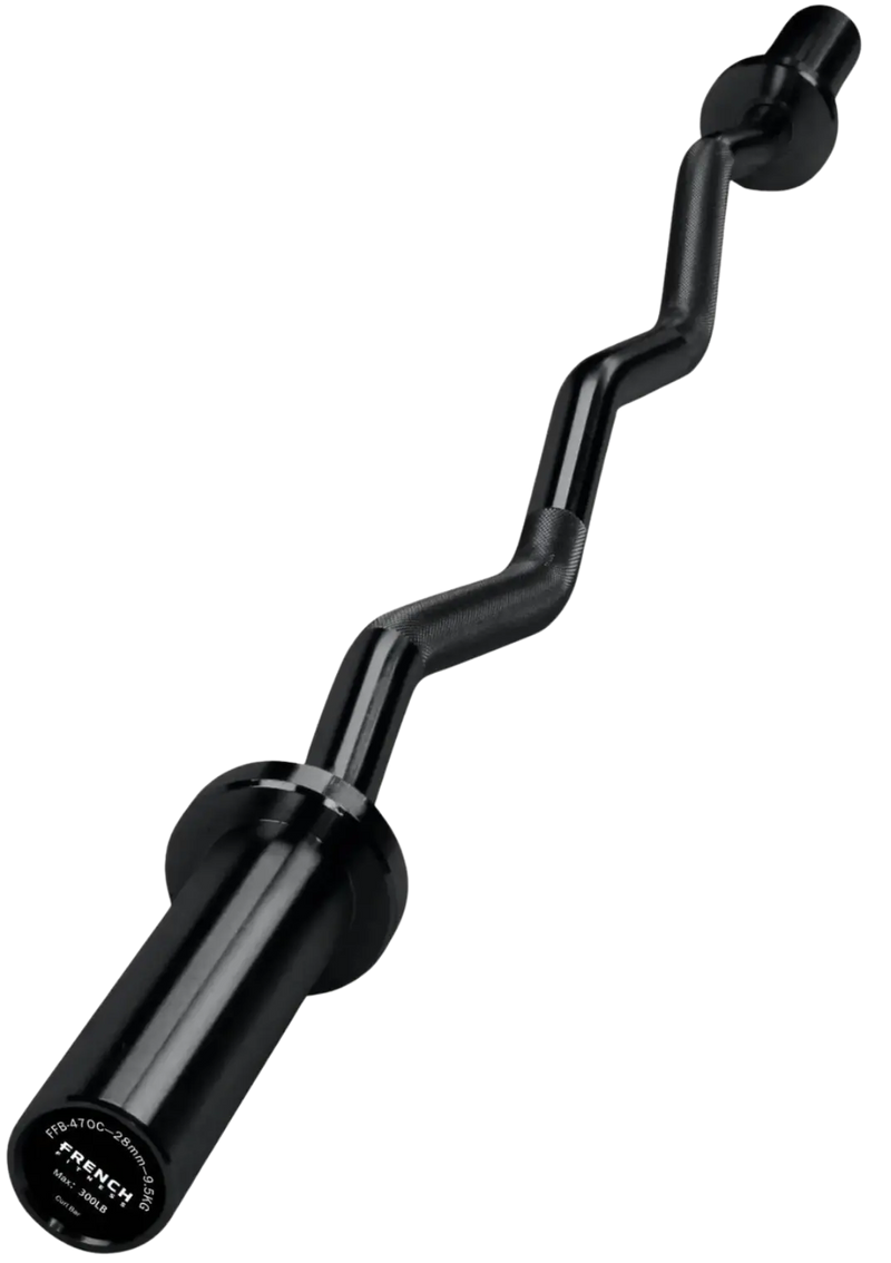 French Fitness Black 47" Olympic EZ Curl Bar (New)