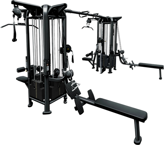 French Fitness FFB Black 8 Stack Multi Jungle Gym (New)