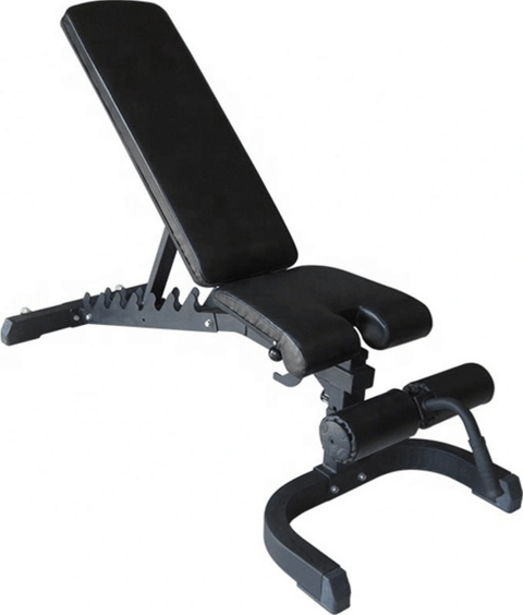 French Fitness Rubber Grip Weight Plate Set w/7 ft Bar 235 lbs + Rack + Bench (New) Image 4