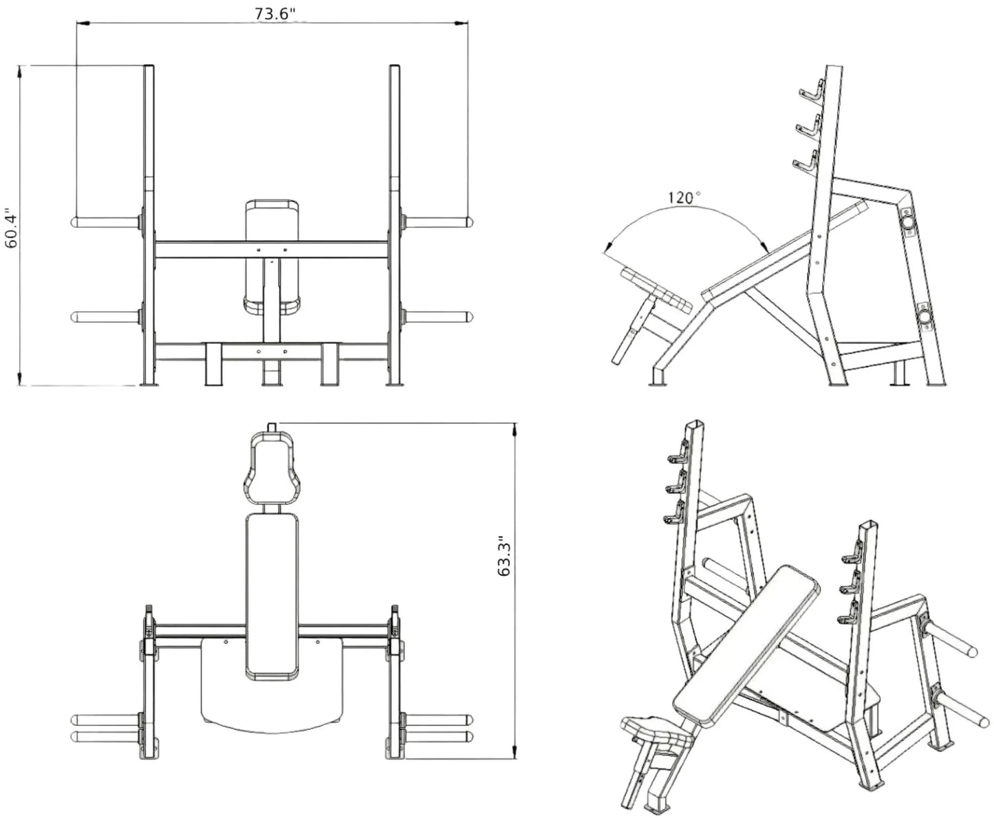 French Fitness Marin Olympic Incline Bench w/Weight Storage (New) Image 4