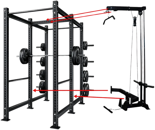 French Fitness R30-RE Commercial Power Rack w/Lat Pulldown / Low Row (New) Image