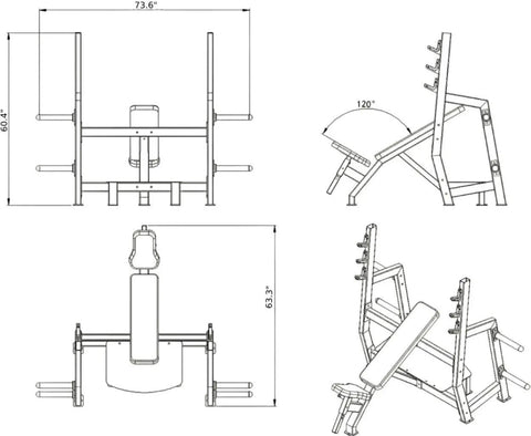 French Fitness Napa Olympic Incline Bench w/Weight Storage (New) Image 3