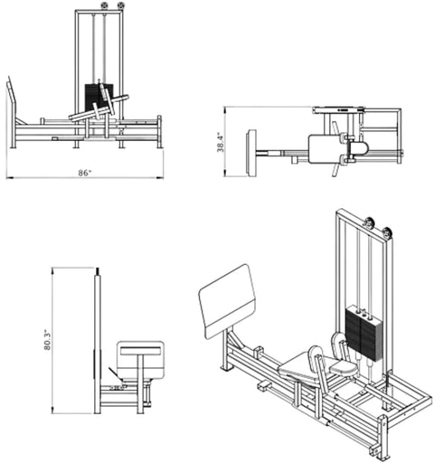 French Fitness Shasta Selectorized Horizontal Leg Press (New)