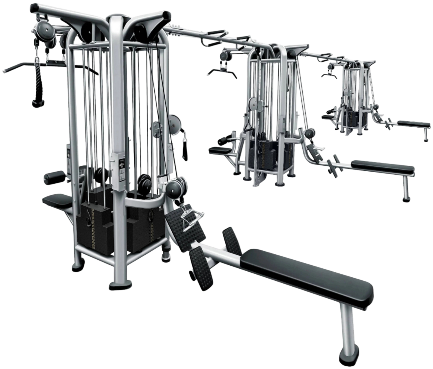 French Fitness FFS Silver 12 Stack Multi Jungle Gym (New) - Angled View