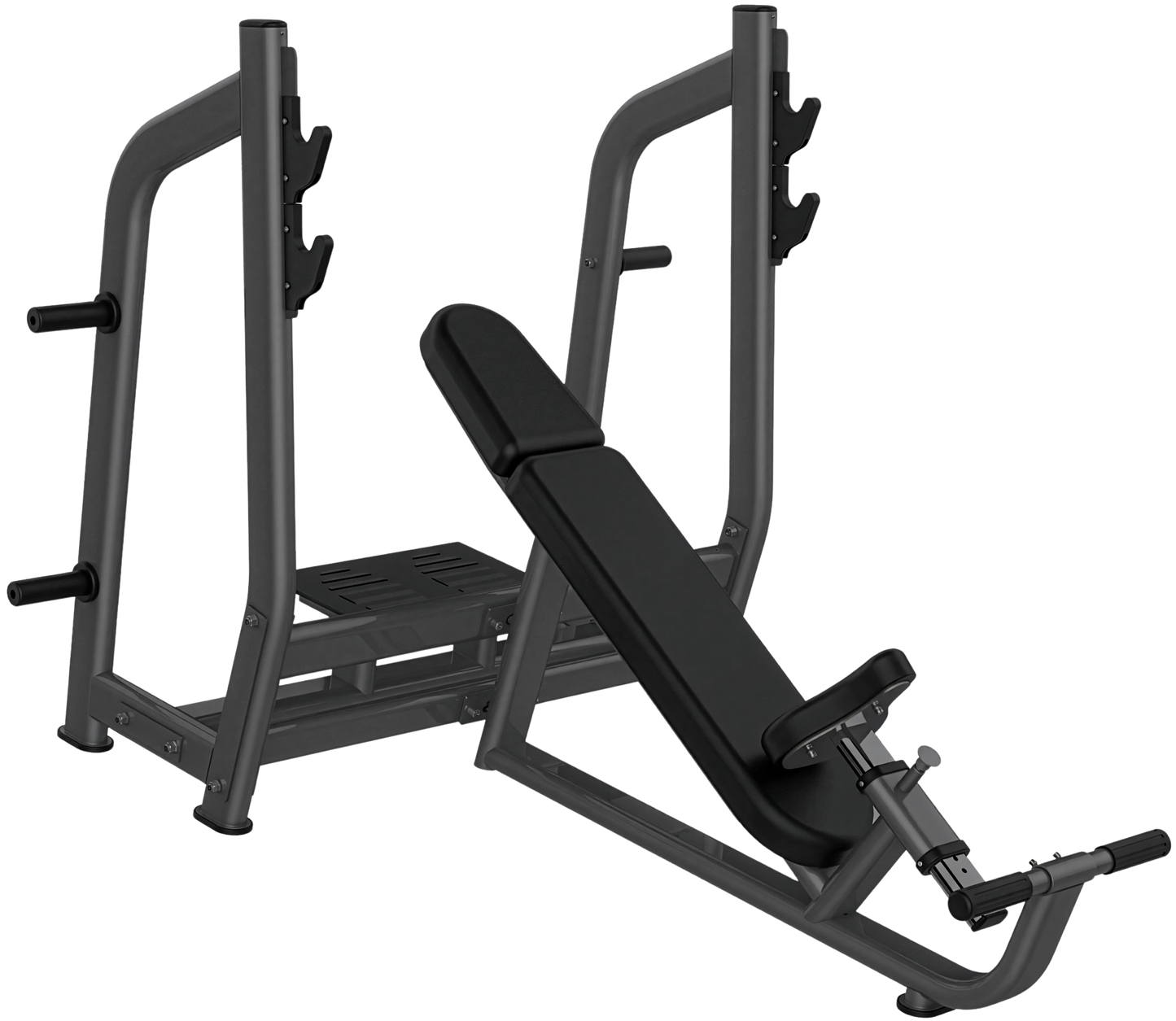 French Fitness Onyx Olympic Incline Bench w/Weight Horns (New) - Angled View