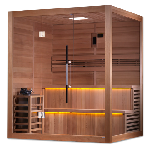Golden Designs GDI-7206-01 "Kuusamo Edition" 6 Person Indoor Traditional Steam Sauna - Canadian Red Cedar (New)