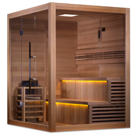 Golden Designs GDI-7206-01 "Kuusamo Edition" 6 Person Indoor Traditional Steam Sauna - Canadian Red Cedar (New)