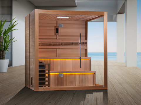 Golden Designs GDI-7206-01 "Kuusamo Edition" 6 Person Indoor Traditional Steam Sauna - Canadian Red Cedar (New)