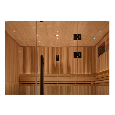 Golden Designs GDI-7389-02 Copenhagen Edition 3 Person Traditional Steam Sauna - Canadian Red Cedar Interior and Pacific Premium Clear Cedar Exterior (New)
