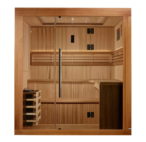 GoldenDesigns GDI-7689-02 Osla Edition 6 Person Traditional Sauna - Canadian Red Cedar Interior and Pacific Premium Clear Cedar Exterior (New)