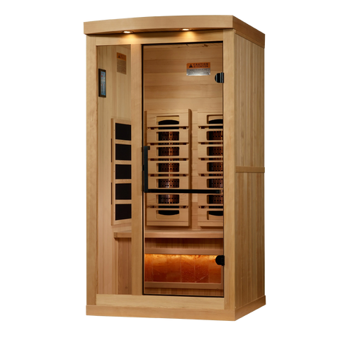 Golden Designs GDI-8010-03 Full Spectrum PureTech Near Zero EMF FAR Infrared Sauna with Himalayan Salt Bar (New)