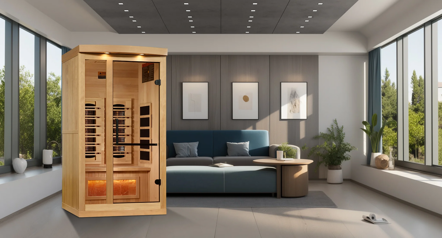 Golden Designs GDI-8010-03 Full Spectrum PureTech Near Zero EMF FAR Infrared Sauna with Himalayan Salt Bar (New) Image 5