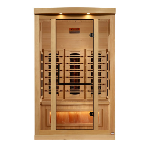 GoldenDesigns GDI-8020-03 2-Person Full Spectrum PureTech Near Zero EMF FAR Infrared Sauna with Himalayan Salt Bar (New) Image 2