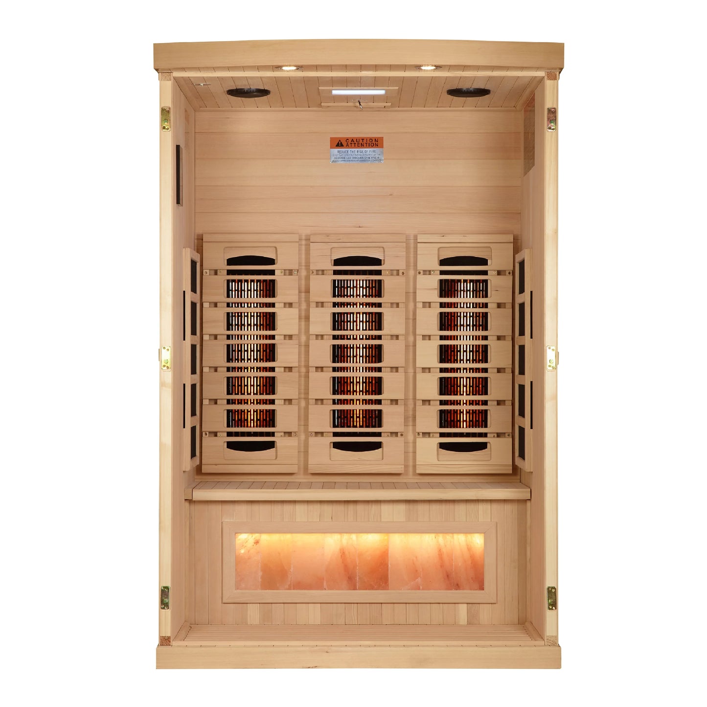 GoldenDesigns GDI-8020-03 2-Person Full Spectrum PureTech Near Zero EMF FAR Infrared Sauna with Himalayan Salt Bar (New) Image 4