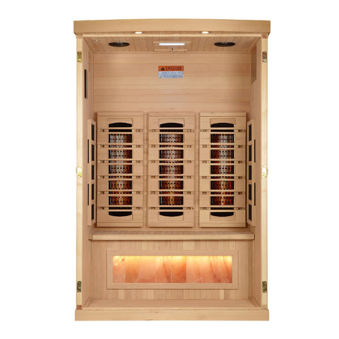 GoldenDesigns GDI-8020-03 2-Person Full Spectrum PureTech Near Zero EMF FAR Infrared Sauna with Himalayan Salt Bar (New) Image 4