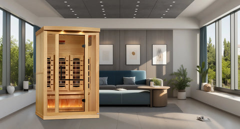 GoldenDesigns GDI-8020-03 2-Person Full Spectrum PureTech Near Zero EMF FAR Infrared Sauna with Himalayan Salt Bar (New) Image 5