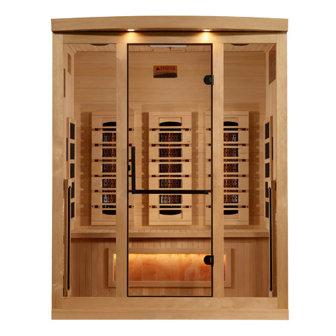GoldenDesigns GDI-8030-03 3-Person Full Spectrum PureTech Near Zero EMF FAR Infrared Sauna with Himalayan Salt Bar (New)