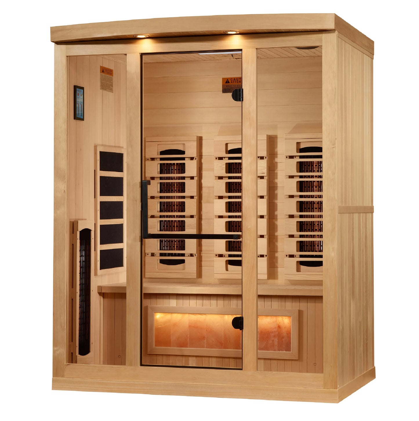 GoldenDesigns GDI-8030-03 3-Person Full Spectrum PureTech Near Zero EMF FAR Infrared Sauna with Himalayan Salt Bar (New) Image 3