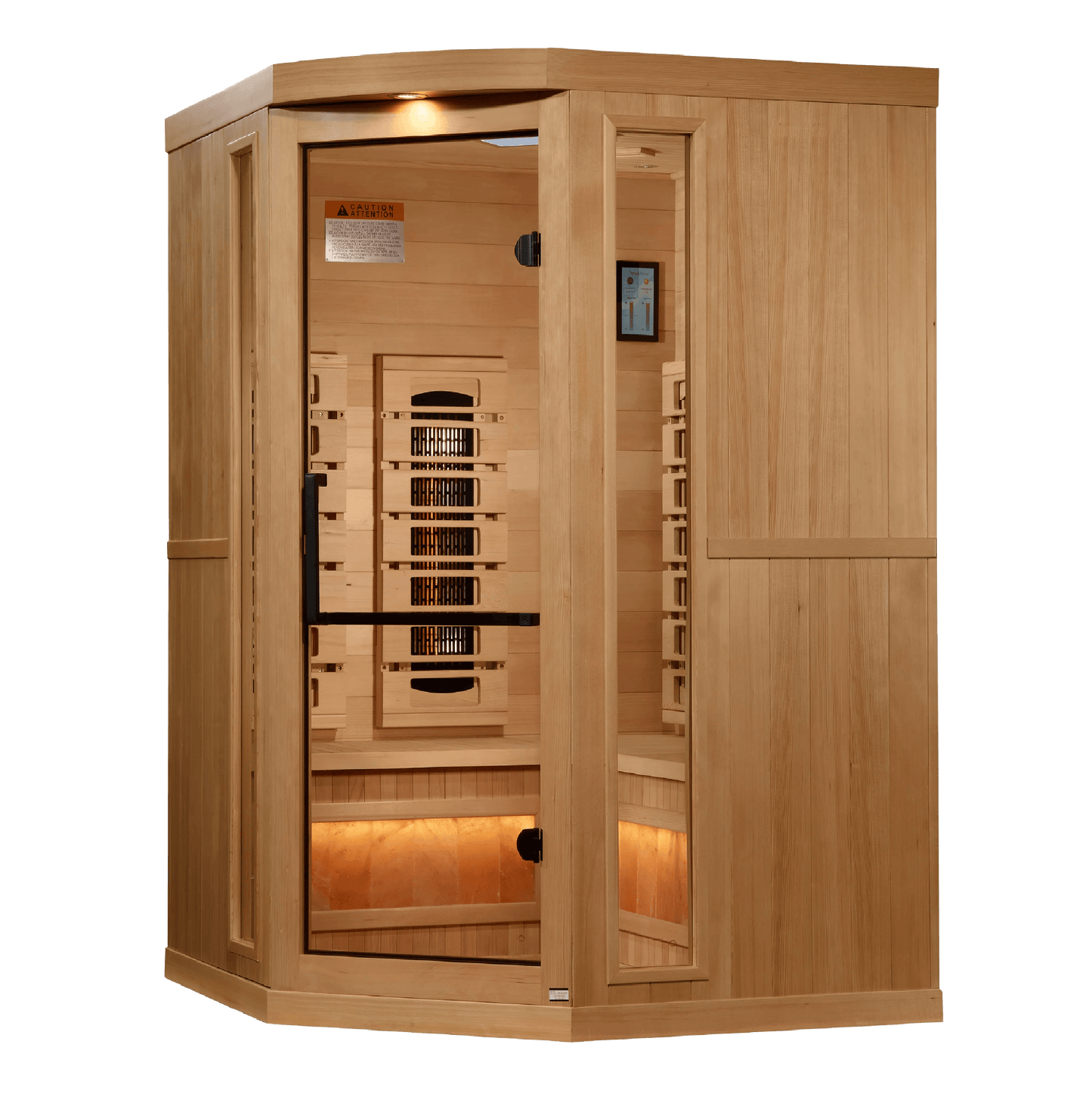 Golden Designs GDI-8035-03 3-Person Corner Full Spectrum PureTech Near Zero EMF FAR Infrared Sauna with Himalayan Salt Bar (New) Image 3
