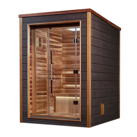 Golden Designs Narvik 2 Person Outdoor-Indoor Traditional Sauna (GDI-8202-01) - Canadian Red Cedar Interior (New)