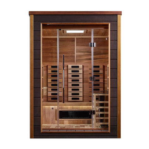 Golden Designs GDI-8222-01 Nora 2 Person Outdoor-Indoor PureTech Hybrid Full Spectrum Sauna - Canadian Red Cedar Interior (New) Image 2