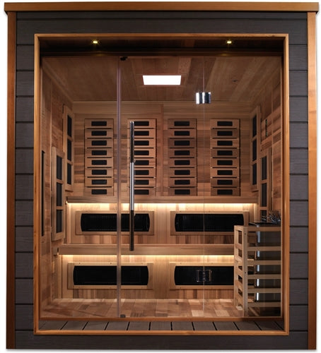 Golden Designs GDI-8226-01 Karlstad 6 Person Outdoor-Indoor PureTech Hybrid Full Spectrum Sauna - Canadian Red Cedar Interior (New)