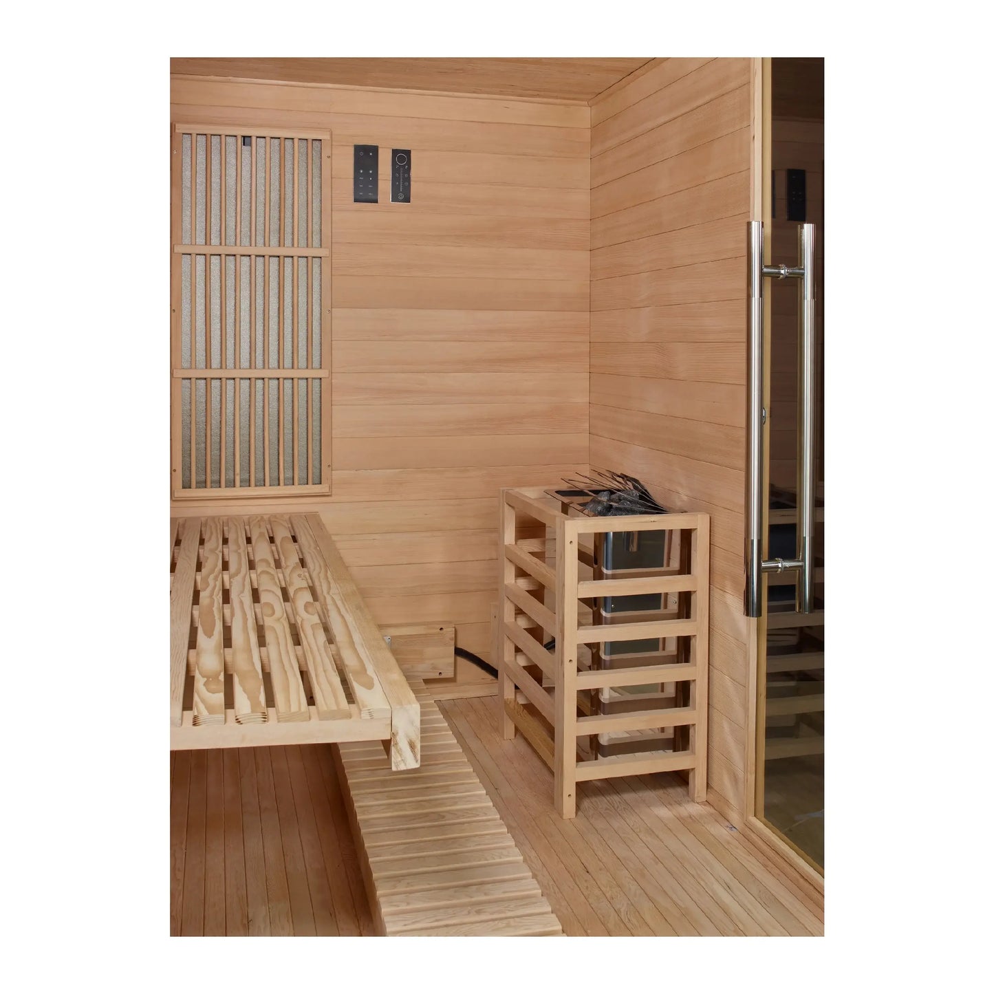 Golden Designs GDI-8330-01 Soria Near Zero EMF Full Spectrum and Harvia Traditional Stove Hybrid Sauna (New) Image 4