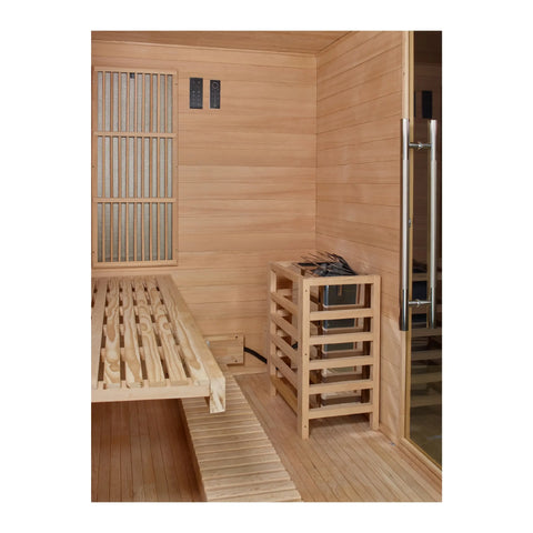 Golden Designs GDI-8330-01 Soria Near Zero EMF Full Spectrum and Harvia Traditional Stove Hybrid Sauna (New) Image 4