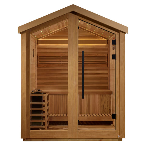 Golden Designs GDI-8503-01 Savonlinna 3 Person Outdoor Traditional Sauna - Canadian Red Cedar Interior (New)