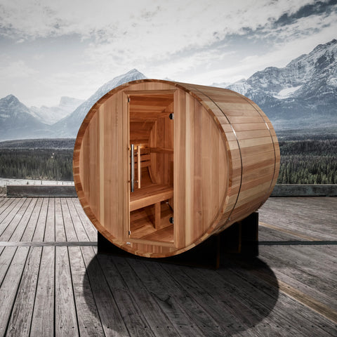 Golden Designs GDI-B002-01 St. Moritz 2 Person Barrel Traditional Sauna - Pacific Cedar (New)