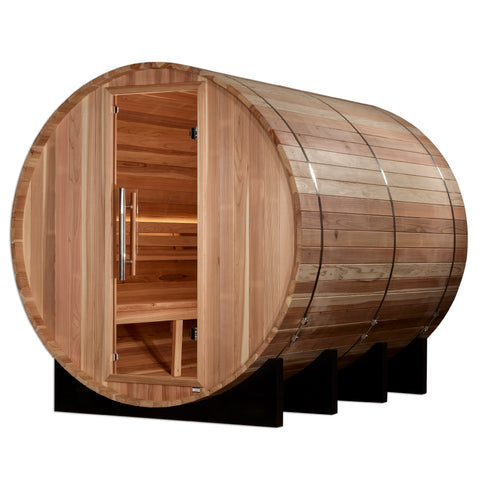 Golden Designs GDI-B006-01 Klosters 6 Person Barrel Traditional Sauna - Pacific Cedar (New)