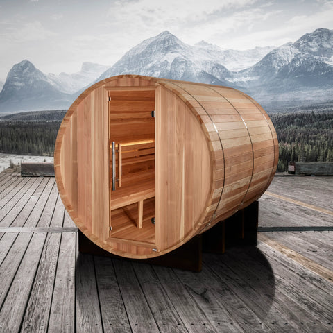 Golden Designs GDI-B006-01 Klosters 6 Person Barrel Traditional Sauna - Pacific Cedar (New)