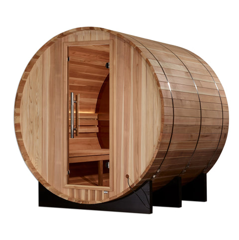 Golden Designs GDI-B024-01 Zurich 4 Person Barrel with Bronze Privacy View - Traditional Sauna - Pacific Cedar (New)