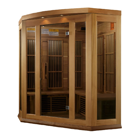 GoldenDesigns MX-K356-01-ZF CED Canadian Red Cedar Maxxus 3 Person Corner Near Zero EMF FAR Infrared Sauna (New)