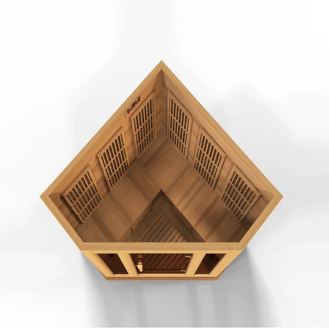GoldenDesigns MX-K356-01-ZF CED Canadian Red Cedar Maxxus 3 Person Corner Near Zero EMF FAR Infrared Sauna (New)